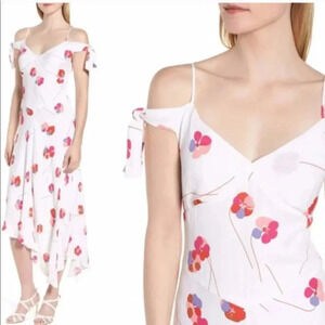 Lewit Women's Cold Shoulder Floral Midi Dress Sleeveless Pink/White Size 14